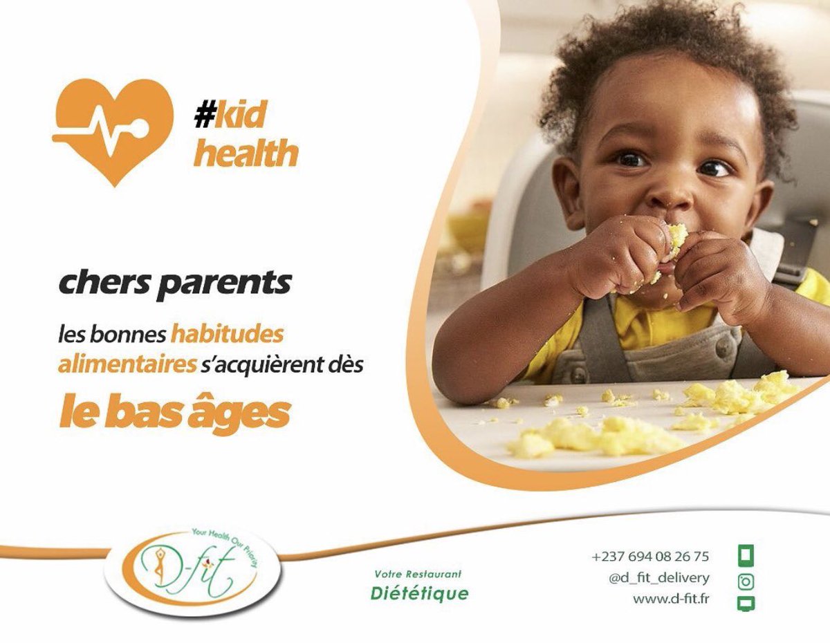 d_fit_delivery's tweet photo. Chers parents ,vous définissez les basses de l’alimentation de votre enfant. Les bonnes habitudes commencent tôt et sont dirigées par vous. Alors quelles sont les mesures mises sur pieds  pour vous rassurer que votre enfant suit une alimentation équilibrée et variée? 
#kidhealth https://t.co/8GwXoH2261