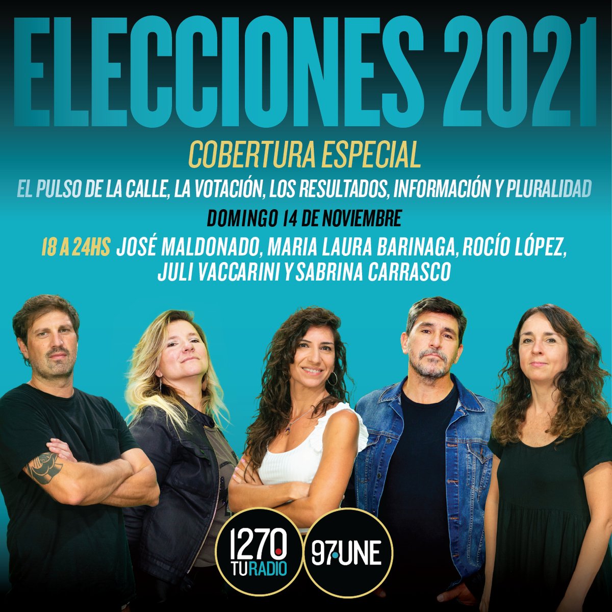 🗳️Entramos en el último tramo de la jornada electoral y te acompañamos hasta la medianoche, con los cómputos y los resultados📩
🎙️<a href="/Julianvaccarini/">Julian Vaccarini</a>, <a href="/Joseima/">José Maldonado</a>, <a href="/RocioLopezLP/">Rocío López</a> , <a href="/barinaga_lau/">Lau Barinaga</a> y <a href="/sabricarrasco2/">sabricarrasco</a> 

ARGENTINA ELIGE 🗳️