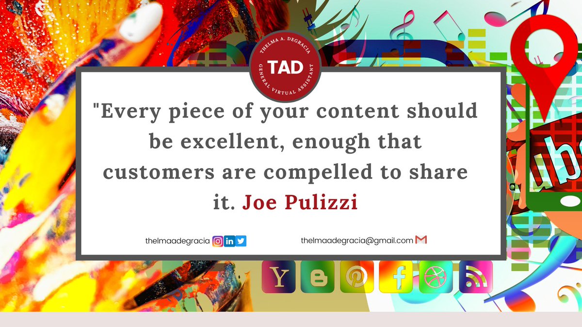 ThelmaVirtual1's tweet image. This quotation from Joe Pulizzi is accurate, you need to create excellent content to convince customers to buy your product.

🤔For more tips and updates, follow me on Facebook, Instagram, Twitter, and LinkedIn.

#virtualassistant #makemoneyonline, #contentmarketing #content