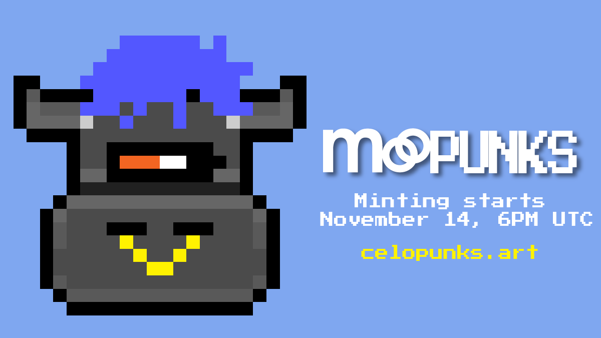 CeloPunks_art's tweet image. The #MooPunks took over! 🐮

Only 5h before minting, get ready 🚀

celopunks.art

#celopunks #NFT @CeloDaily  @CeloOrg