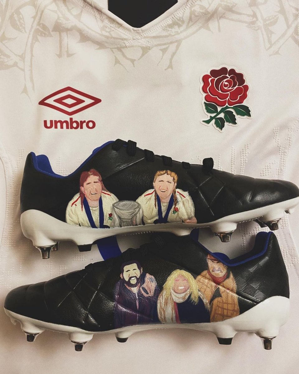 EnglandRugby's tweet photo. Poppy’s boots for her 50th cap 😀

#ENGvCAN | #RedRoses https://t.co/WIk5HRXT88