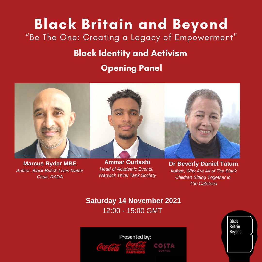 Live now - “Black Identity and Activism” <a href="/marcusryder/">Marcus Ryder</a> <a href="/BDTSpelman/">Beverly Daniel Tatum</a> <a href="/WarwThinkTank/">Warwick Think Tank</a> 

Watch us live - youtu.be/RjAXOvyzJDw 

#BBB2021 #BBBBeTheOne #BBBLegacy @BlackBritishLivesMatter <a href="/CocaColaEP/">Coca-Cola Europacific Partners</a> <a href="/CostaCoffee/">Costa Coffee</a> <a href="/CocaCola/">Coca-Cola</a> <a href="/UniofNewcastle/">Newcastle University</a> <a href="/ucl/">UCL</a> @UCL_Culture