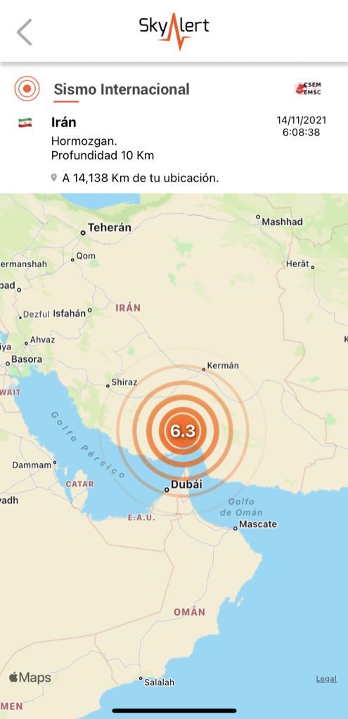 SkyAlertMx's tweet photo. Actualización: dos sismos al sur de Irán con diferencia de menos de dos minutos. El primero de magnitud 6.0 y de 6.3 el segundo.

La probabilidad de daños es alta.

#TerremotoIrán https://t.co/NakpV2HJyq
