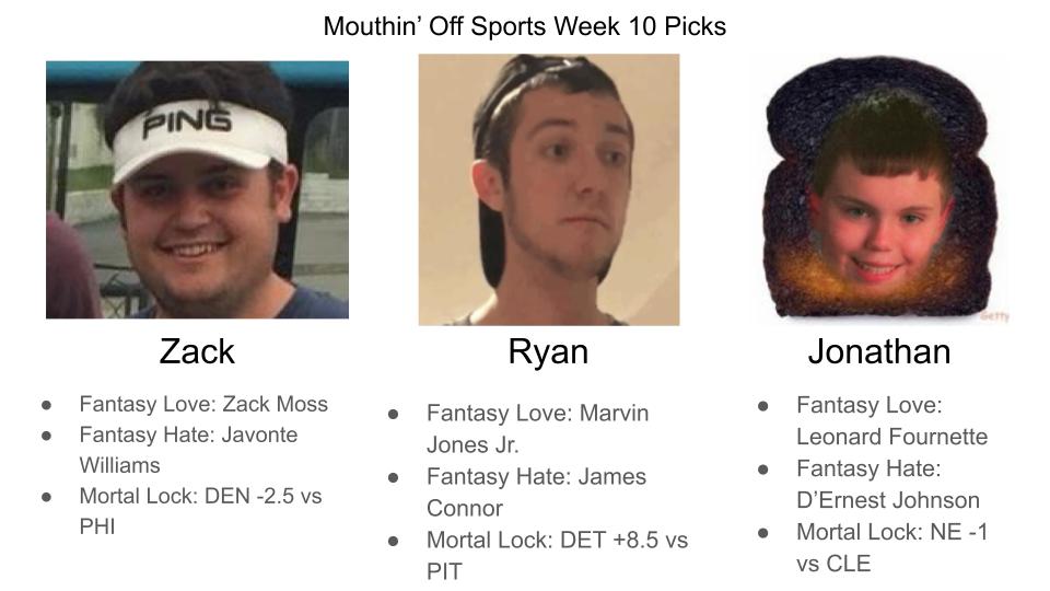 MouthinOffRadio's tweet photo. No pod this week, so here are our picks for Week 10 of the NFL season: https://t.co/xIcpm8Os4Z