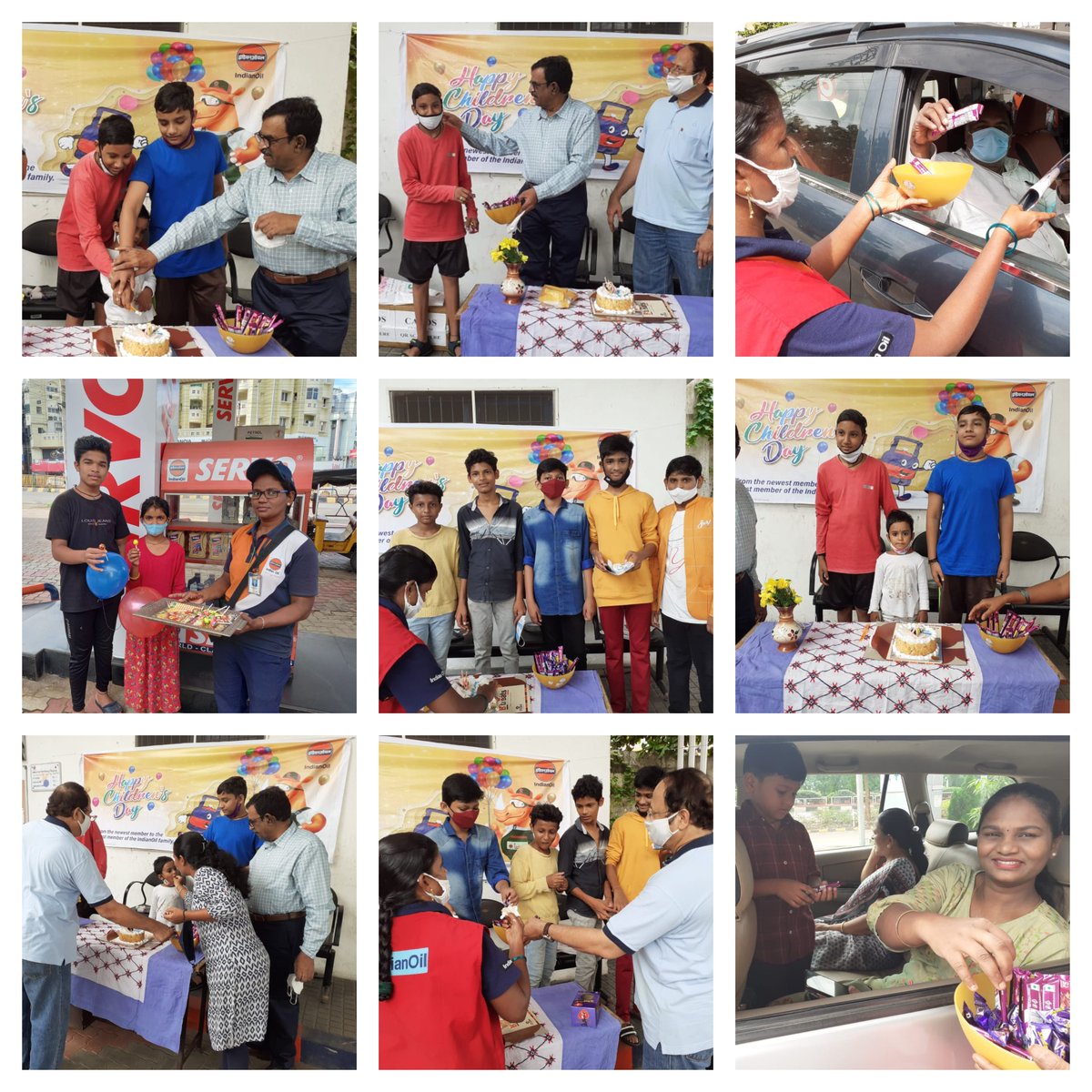 #ChildrensDay2021 is being celebrated at AANNAPOORNA AGENCIES, Murali Nagar, Visakhapatnam by cake cutting &amp; distributing chocolates and candies to the leaders of tomorrow.
#ChildrensDay@iocl
#IndianOil
#IndianOilRhino