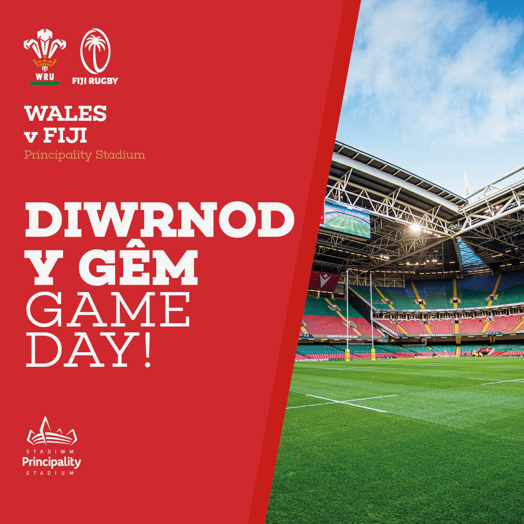 It's G A M E day!
🏴󠁧󠁢󠁷󠁬󠁳󠁿 vs 🇫🇯
🏟️ Principality Stadium
🕒 KO 3.15pm
📺 Amazon Prime video
📰 Blog: bit.ly/LiveFiji

#AutumnNationsSeries