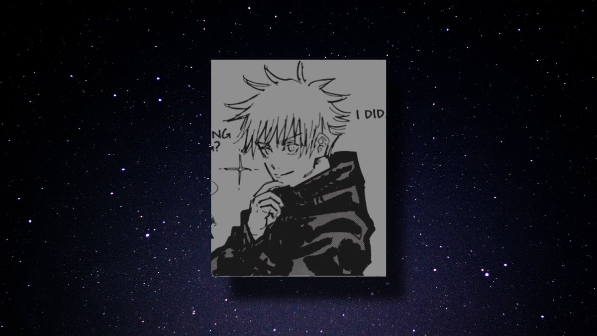 ⠀ 

⠀ ⠀ After his sibling asked about his cleanliness, Gojō struck a simple pose!  
   
⠀    «  I indeed do not but, it does not smell that bad! 
         You are exaggerating the smell of it. Now, Could you do me a favor and put the blindfold on for me?  »