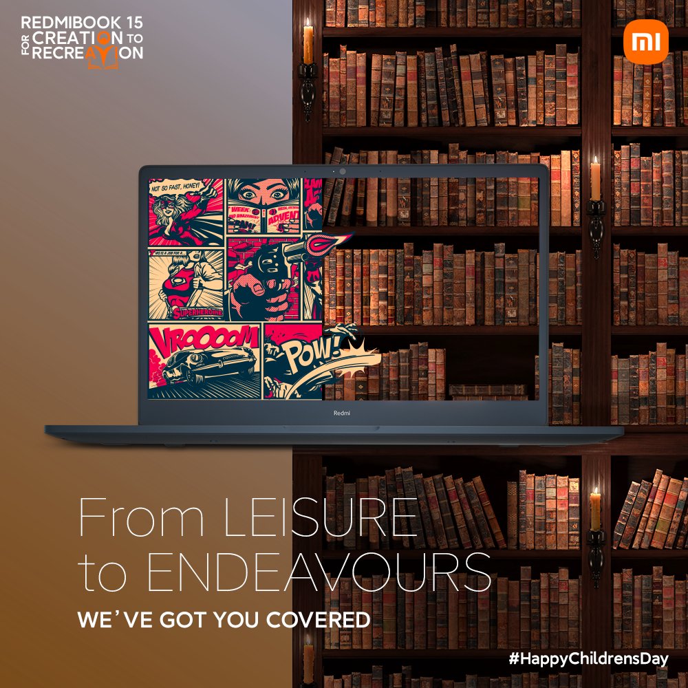 RedmiIndia's tweet photo. This #ChildrensDay, #SuperStartLife of your child with #RedmiBook Series starting at ₹39,499.

For avid readers bingeing new stories, 📖
For scholars on a journey to great discoveries. 📚

#ForCreationToRecreation

Enjoy a special surprise today ⬇️
https://t.co/mbQaQxsaqb https://t.co/PPvDlptdwv