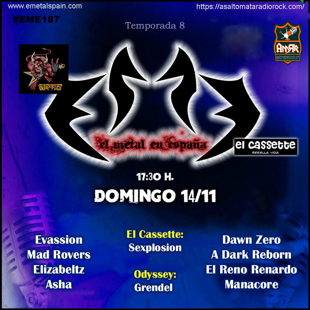 ¿Nos echábais de menos? Odyssey vuelve a colaborar en el programa radiofónico de <a href="/ElMetalenEspana/">El Metal en España</a> , esta vez sonará la banda vitoriana @GRENDEL, ¿os imagináis el tema que va a sonar?
Hoy domingo 14 de noviembre a las 17:30 h. en asaltomataradiorock.com