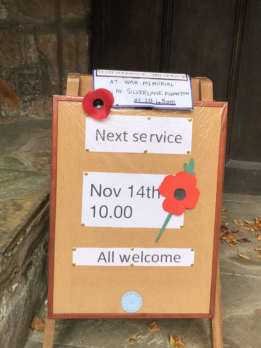 elvastoncgroup's tweet image. This morning at St Bartholomew’s church, service starts at 10am and on to the war memorial on Silver Lane, Elvaston for around 10.45.