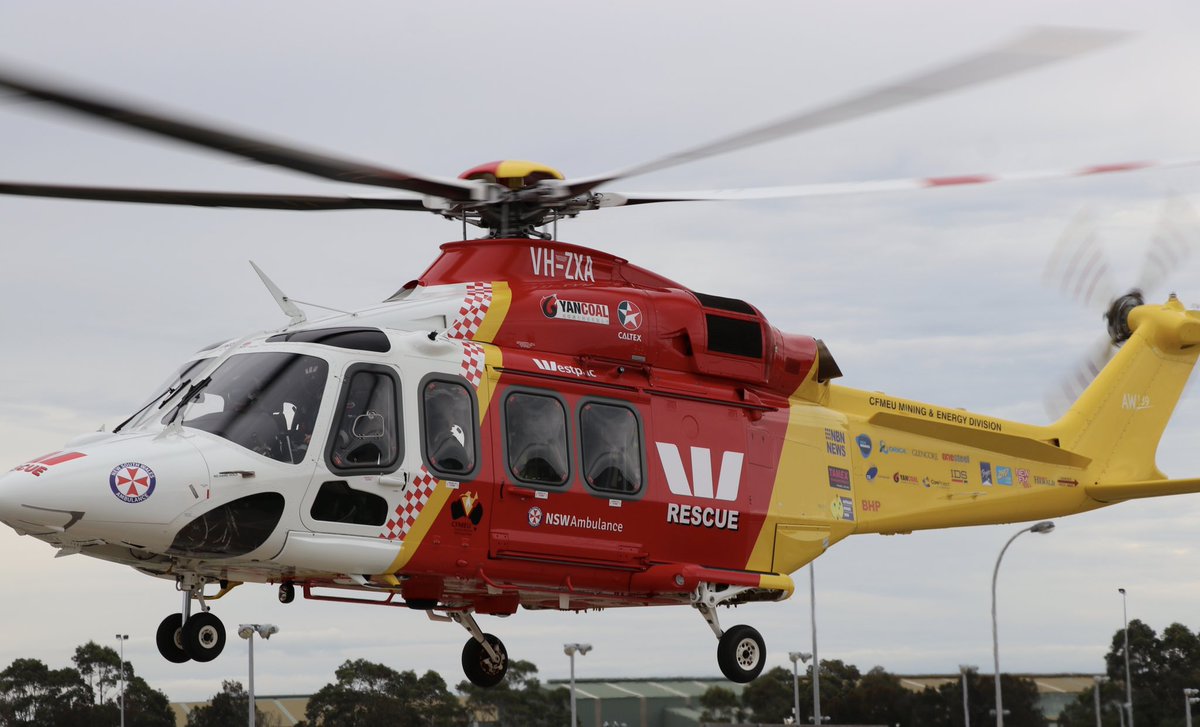 WRHS_official's tweet photo. 10 people were airlifted by the Westpac #RescueHelicopter across Northern NSW this weekend. People from #PortMacquarie, #Taree, #Tamworth, #Dubbo, #Grafton, #Breeza, #HowesValley and #TamborSprings near #Gunnedah required assistance. https://t.co/xiXmxpsI47
