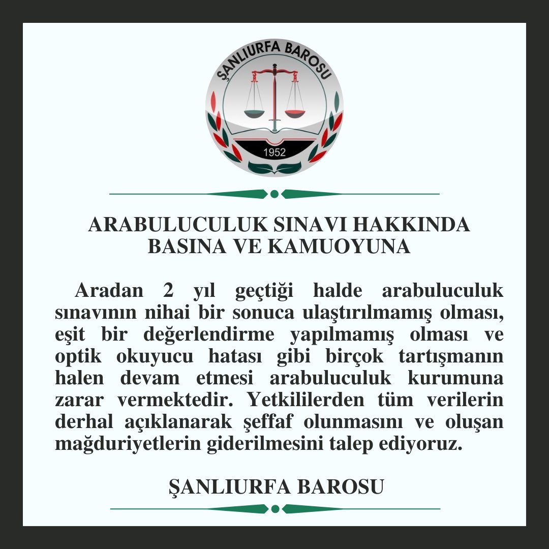 Arabuluculuk Sınavı hakkında basına ve kamuoyuna: