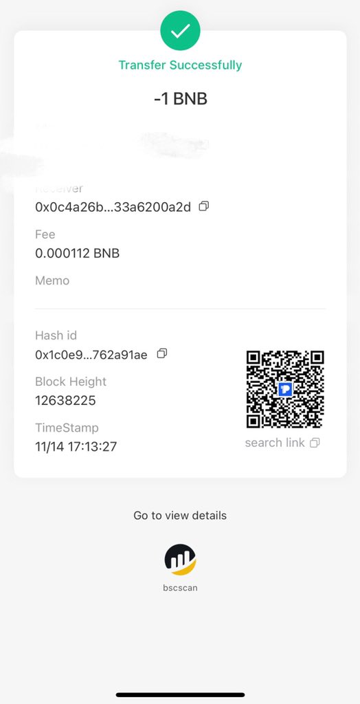 AGT_token's tweet photo. Our transfer records show that a lucky winner of our 1BNB prize has been generated! Congratulations to him! 
Recipient address ：0x0C4a26B3A9886Ca239a2B38408CFad33A6200a2d🎉🎉🎉 https://t.co/euaJ1LNyBN