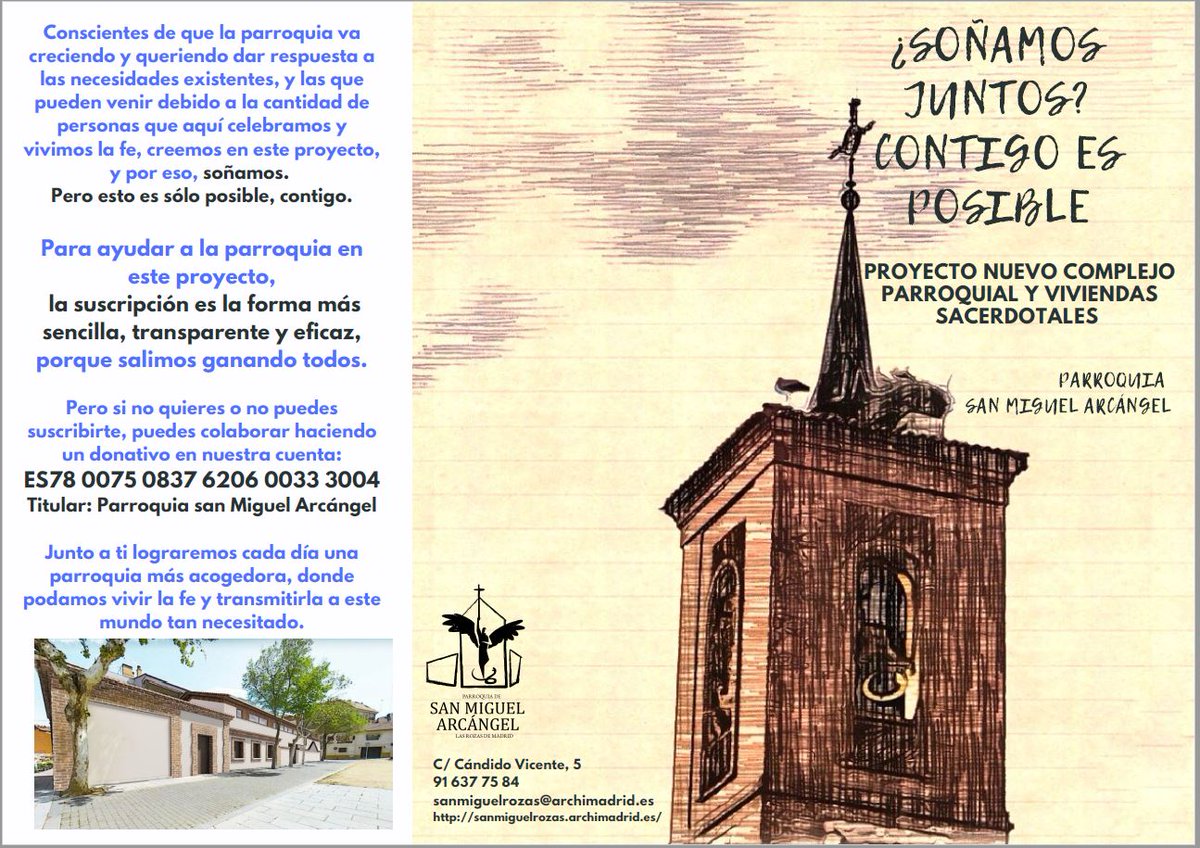sanmiguelrozas's tweet photo. Oremos familia por el  proyecto del nuevo complejo parroquial y viviendas sacerdotales,
Se necesita la ayuda de todos.
"Para que todos sean uno, como tú, Padre, en mí, y yo en ti, que ellos también sean uno en nosotros, para que el mundo crea que tú me has enviado". (Juan17,21) https://t.co/6T41pLBkwk