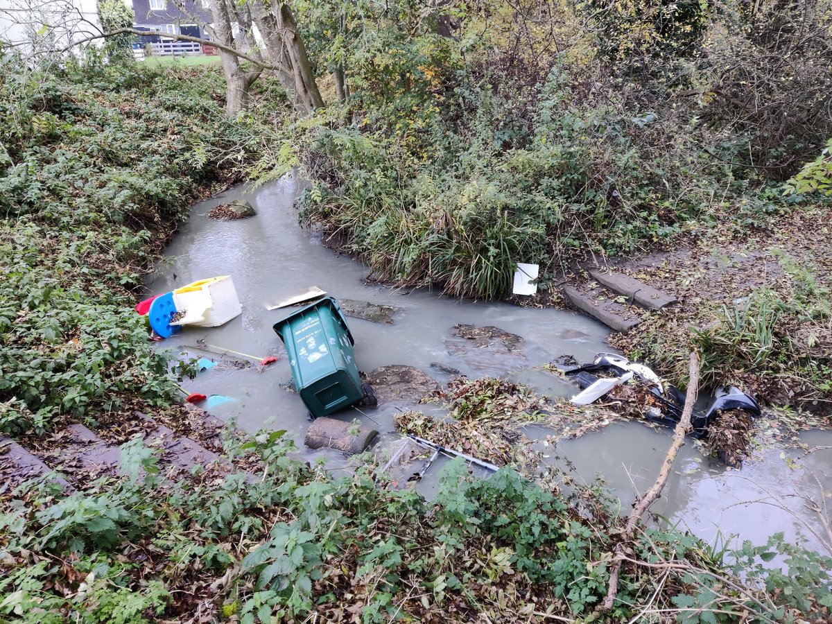 JagoBrown's tweet photo. Morning after @COP26 - waters high-ish - hauled bin &amp; discarded plastic toys out of stream 
https://t.co/JyyjfCHKkk https://t.co/x3DqErlDS3