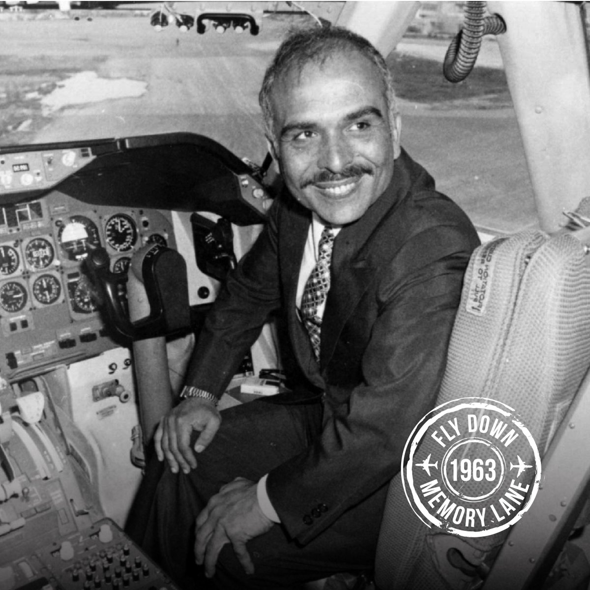 RoyalJordanian's tweet photo. In memory of the 86th birthday of His Majesty the late King Hussein bin Talal, we look back to the Royal decree that His Majesty issued to establish Alia as the national carrier 58 years ago carrying Jordan’s flag high since then.
#RoyalJordanian #FlyDownMemoryLane #58Anniversary https://t.co/rR0tW5JvZV