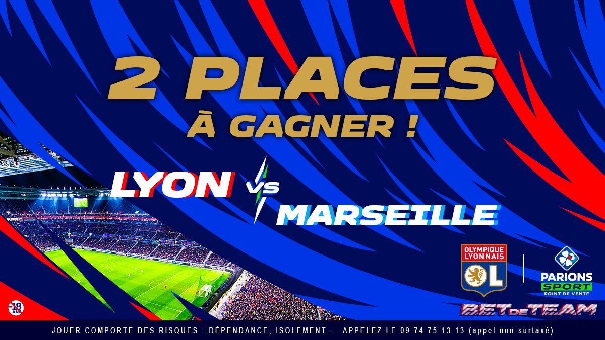 ParionsSport_EL's tweet image. 🏟 T'as envie de vivre LE choc entre l'OL et l'OM dans les travées du 
@GroupamaStadium
 ? 

🦁 Ça tombe bien, on a 2 places à faire gagner !

Pour jouer :
1️⃣ RT+Follow 
@ParionsSport

2️⃣ Réponds avec #OLxParionsSport
Fin du jeu 17/11 23h59