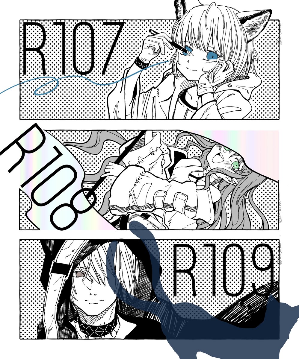 PL05 ソラ / R001 アーミヤ / R100 ドーベルマン / R104 ミルラ / R105 ヴィグナ / R106 ワルファリン / R107 ススーロ / R108 テンニンカ / R109 ファントム / R110 グレースロート / R111 スルト / R117 ウィーディ #アークナイツ 