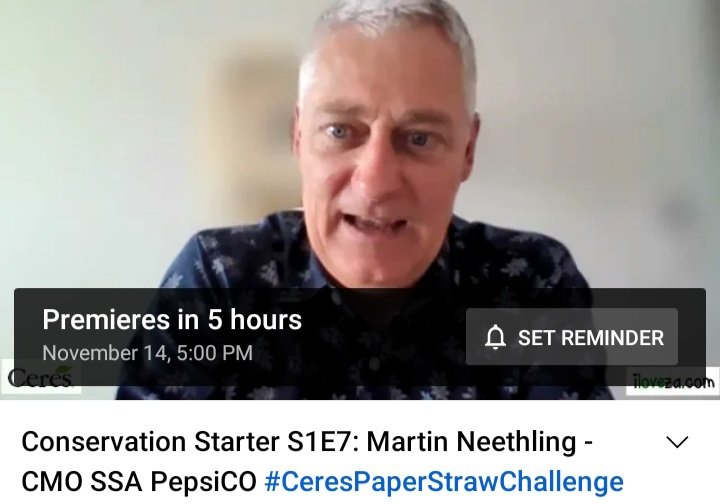 ilovezacom's tweet photo. Tune in to the Penultimate Episode of Conservation Starter Today at 17h00 (C.A.T) https://t.co/iciZukIVZW
Martin Neethling, CMO Sub-Saharan Africa PepsiCo shares some insight into Ceres.
📷 @ziyaad86
#CeresPaperStrawChallenge #KeepZAClean #ConservationStarter #iloveza❤️🇿🇦 https://t.co/HQsmIIF8IZ
