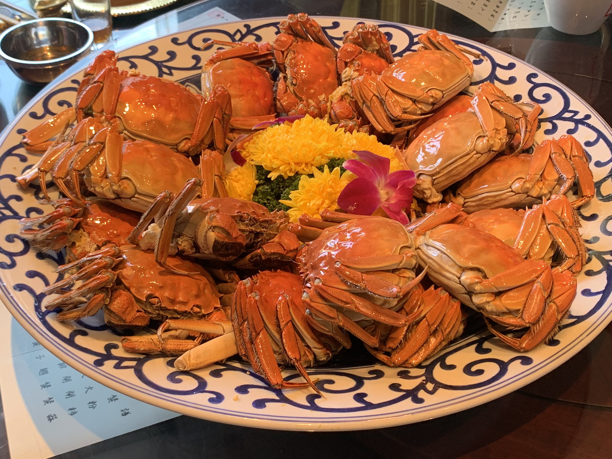 在華坊 中華街 大珍樓 で上海蟹宴会やってきました 見てくださいこの大きなカニ 上海蟹 の大きさじゃねぇ 雌240g 雄290g 1人で両方食べるの ミソから白子から脚からありとあらゆる部位 上海蟹ってこんなに可食部あるのかという驚き そして