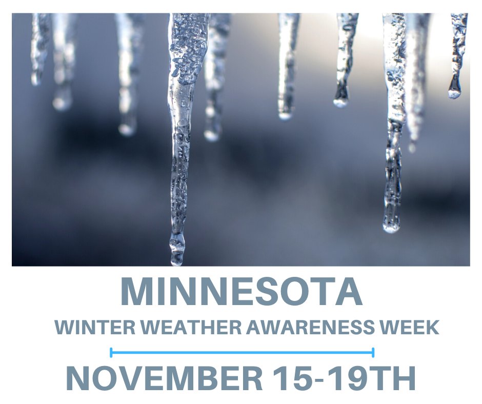 Did you know: Monday kicks off Minnesota’s Winter Weather Awareness Week!

Through the week we'll be sharing safety tips and preparedness information to help you during the winter ahead! https://t.co/x6EC8Qiw3I