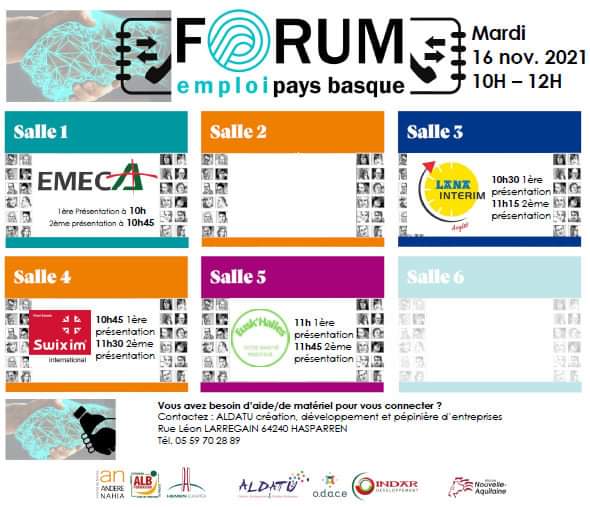 #ForumEmploiPaysBasque #2 !
C'est ce mardi 16 #novembre de 10h à 12h !
@_ALDATU_ <a href="/HElkartea/">Hemen Elkartea</a> <a href="/AndereNahia/">Andere Nahia</a> <a href="/NvelleAquitaine/">Nouvelle-Aquitaine</a>