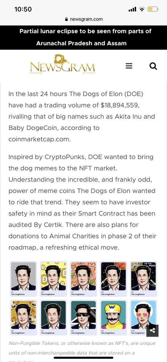 Is this the next  #NFT  AND #MEMECOIN  hit? ... 👀 <a href="/dogsofelon/">Dogs of Elon</a>
