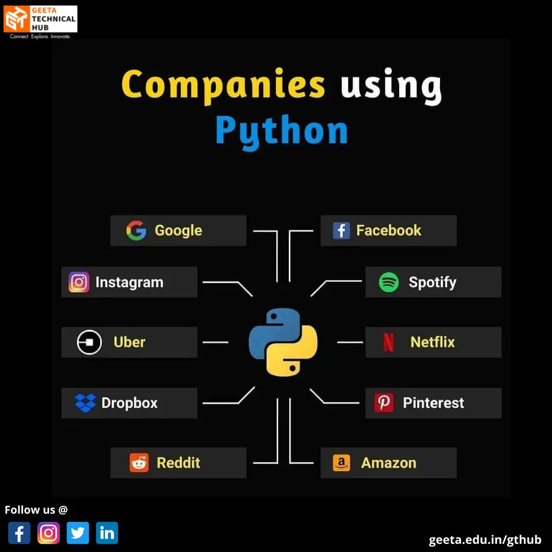 gtechnicalhub's tweet photo. Python is a commonly used Programming Language in almost every Company. To Learn Python follow us @gtechnicalhub
#python #programming #language #computerscience #javascript #java #programinglife #pythonn3 #computerprogramming #pythondeveloper #stackoverflow #gthub #ggi https://t.co/i6q9l55X5u