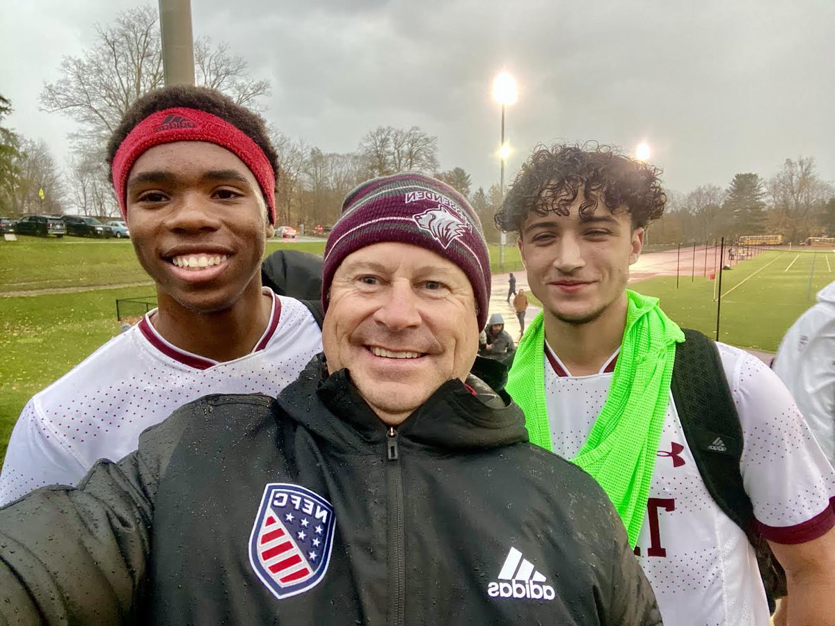 fessyathletics's tweet photo. Coach Thomson catches up with two former Fessy standouts La Zai Outerbridge ‘20 and Jordan Grivekov ‘19, now teammates at Taft, before their 6-2 victory over Hotchkiss. https://t.co/EQ1XDGuQRQ