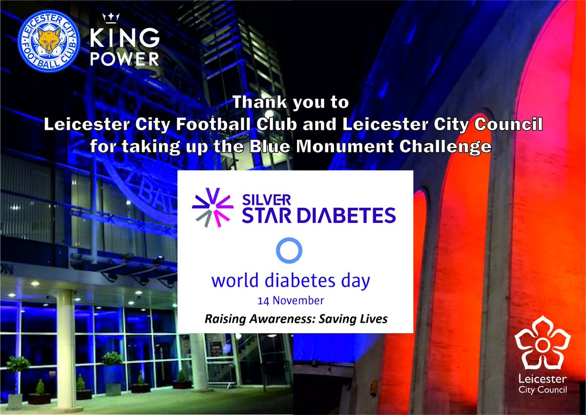 ss_diabetes's tweet photo. Today is #WorldDiabetesDay2021. #ThankYou to @LCFC & @Leicester_News for taking up the #bluemonumentchallenge in partnership with @ss_diabetes https://t.co/cUkU4Myg1C