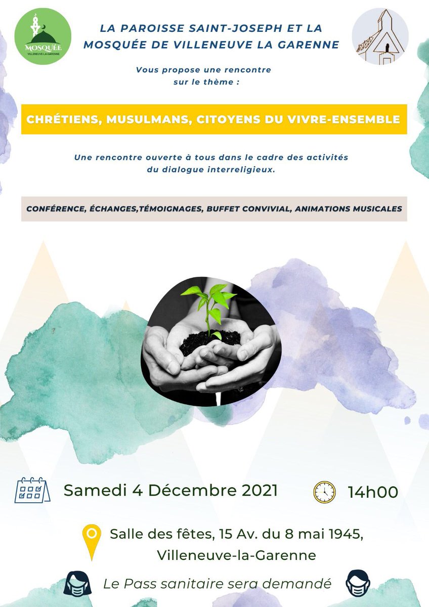 MosqueeVLG92's tweet photo. Paix à vous très cher.e,

📍Le groupe de travail interreligieux de Villeneuve la Garenne a la plaisir de vous inviter à une rencontre conviviale le samedi 04 décembre. @stjoseph_vlg @villeneuve_92 https://t.co/kkTka2DueX