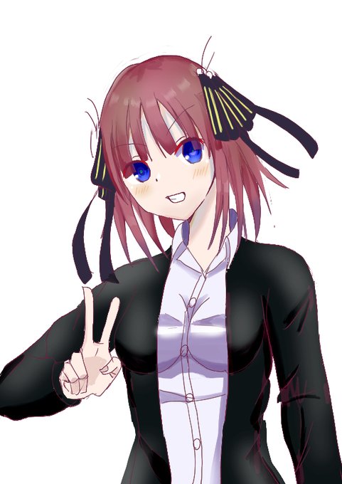 水瀬まりんさんがTwitterに投稿した中野二乃(五等分の花嫁)のイラスト。