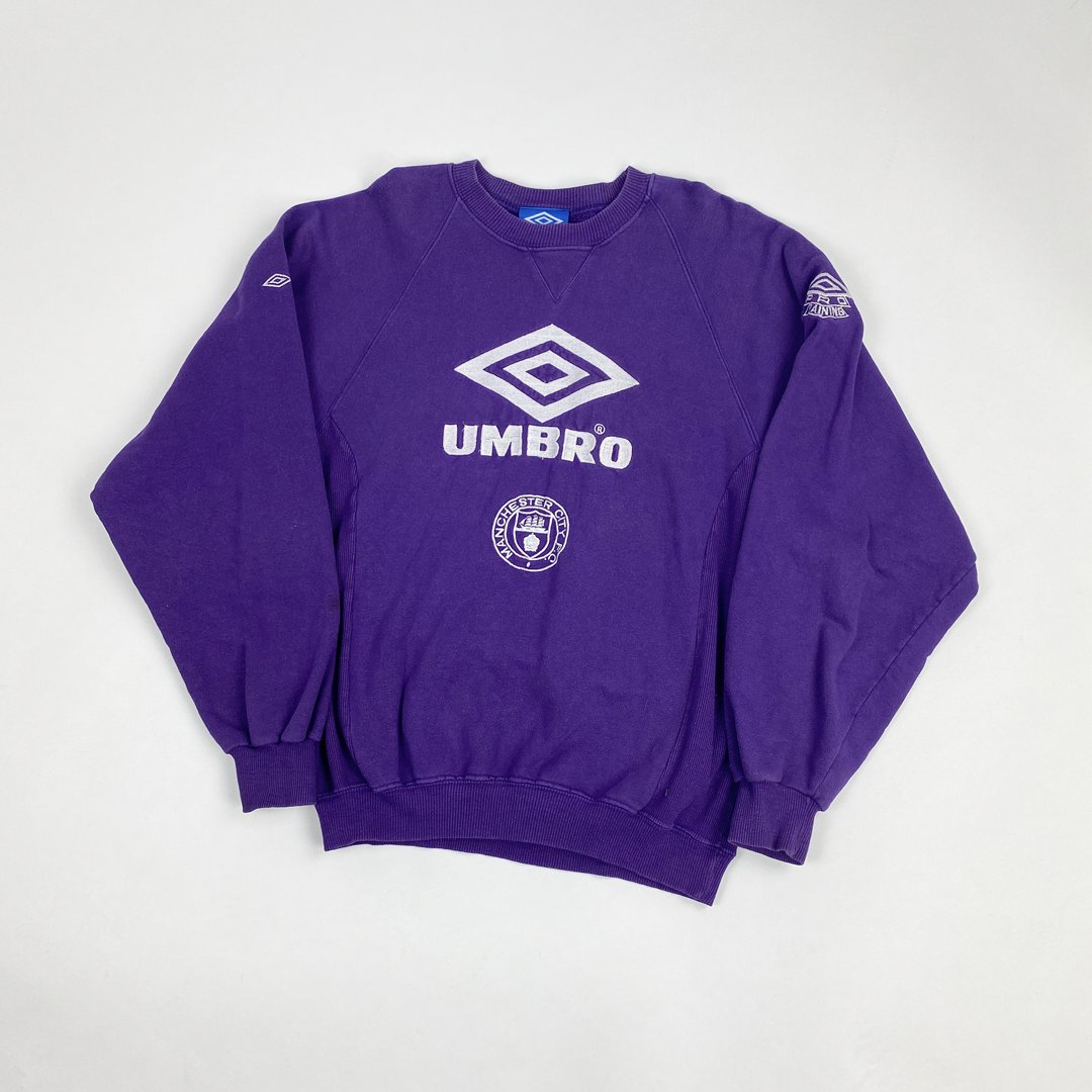 Classic Football Shirts on Twitter: "Manchester City 1992 Umbro Purple Nineties Jumper. Oversized logo. Crest. https://t.co/XIkQIbPYio" / Twitter