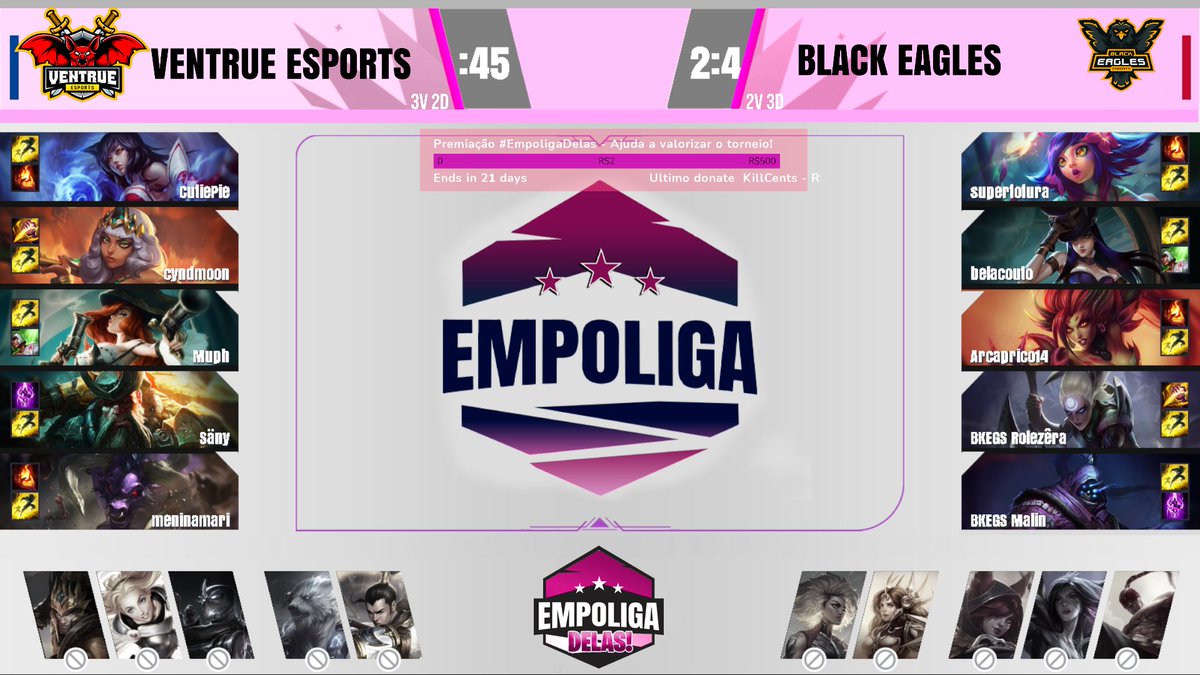 EmpoligaVP's tweet photo. Vamos para o segundo jogo da nossa tarde de #EmpoligaDelas !

@ventrueesports vs. @BlackEaglesEsp 

SE LIGA NO DRAFT!

https://t.co/yLHOUwyPVr https://t.co/LrTrtx0wgA