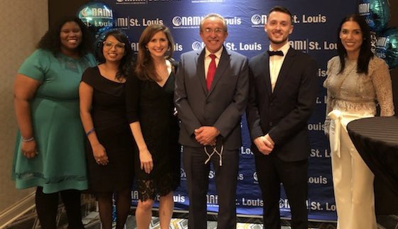 positivepsychi's tweet photo. SLU Psychiatry team at the NAMI gala in St. Louis. #slusom #slu #slupsychiatry https://t.co/bTriwVlTuz