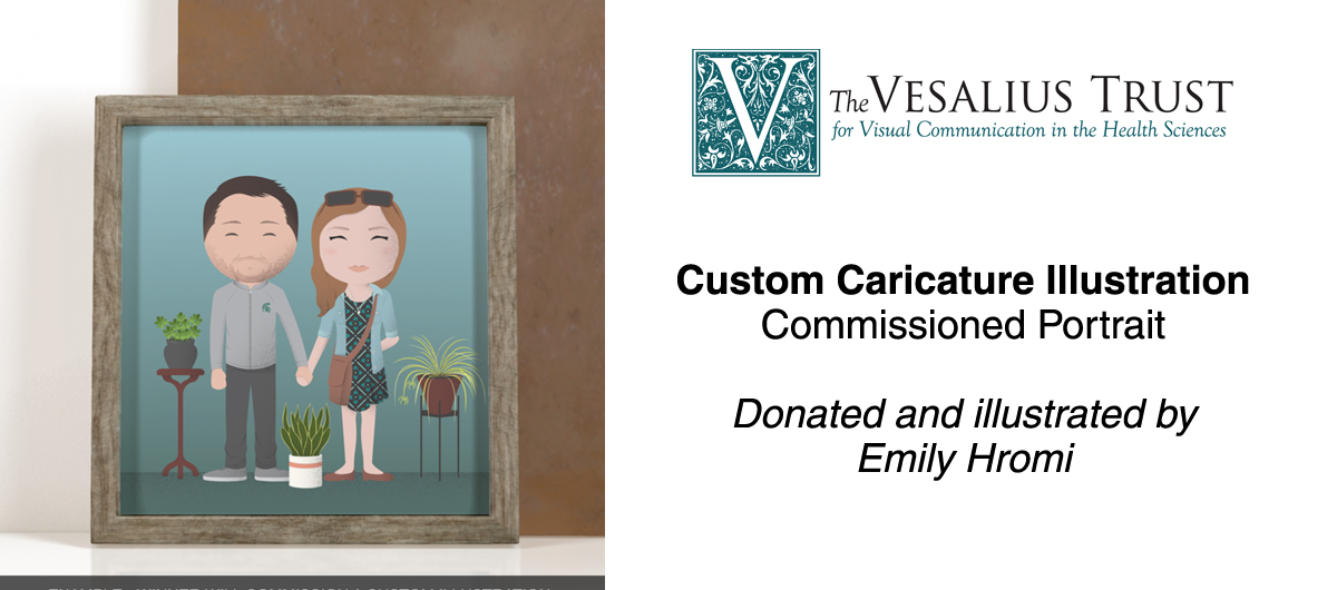 TrustVesalius's tweet photo. Emily Hromi @studiohromi has donated a custom portrait to the Vesalius Trust online auction at 32auctions (11/8-15). Place a bid to help raise scholarship money for students studying health science visual communications. https://t.co/lSlNgfRB1D #VT2021vision #medart #sciart https://t.co/JjN1jJEDFK