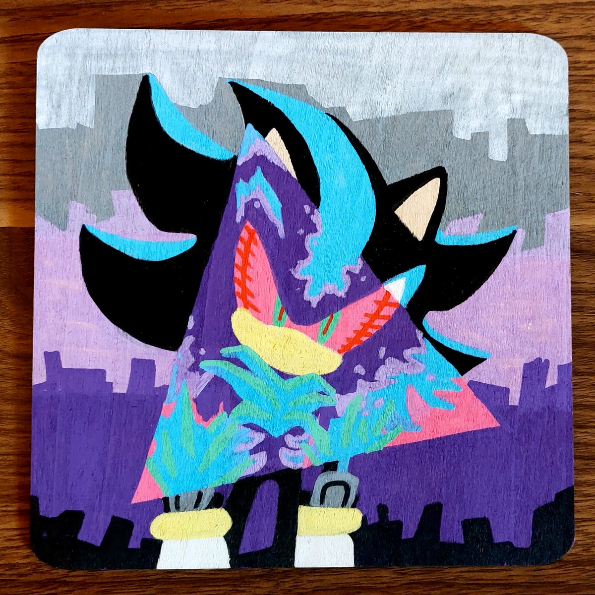 noodalou's tweet photo. To celebrate Sonic 06' 15th anniversary, I painted these wooden panels with posca pens. Say what you will about 06', it will always hold a special place in my heart 💙🖤🤍 https://t.co/NuobFsiwsz
