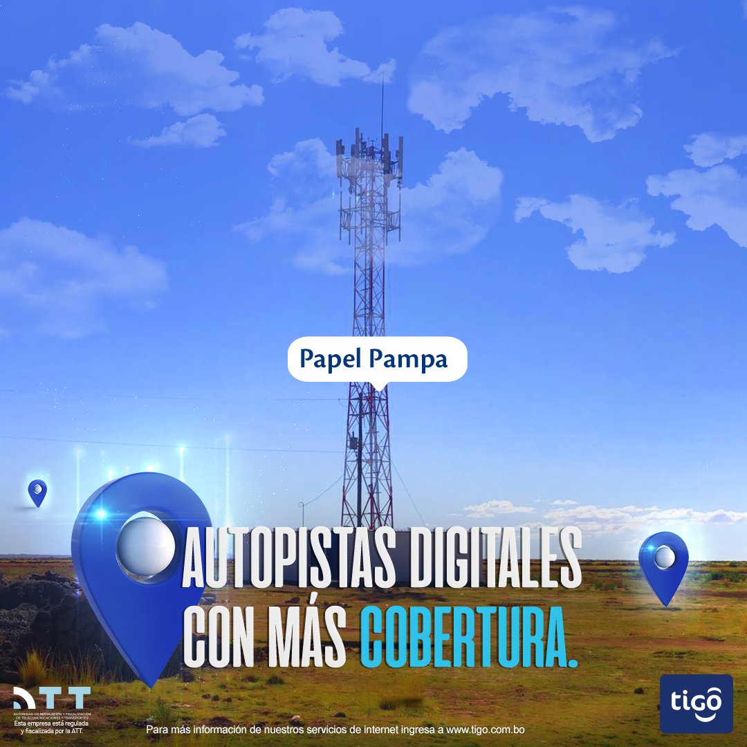 Tigo_Bolivia's tweet photo. ¡Conéctate con Papel Pampa!🤩🇧🇴
Esta localidad y municipio se encuentra ubicada en la Provincia de Gualberto Villarroel del departamento de La Paz 🙌🏼

¡Conoce más de Papel Pampa con nuestra nueva #cobertura #4GLTE! 😉📱

#AutopistasDigitales #Tigo #ConInternetTigo #TigoBolivia https://t.co/IBeCO9vAhd