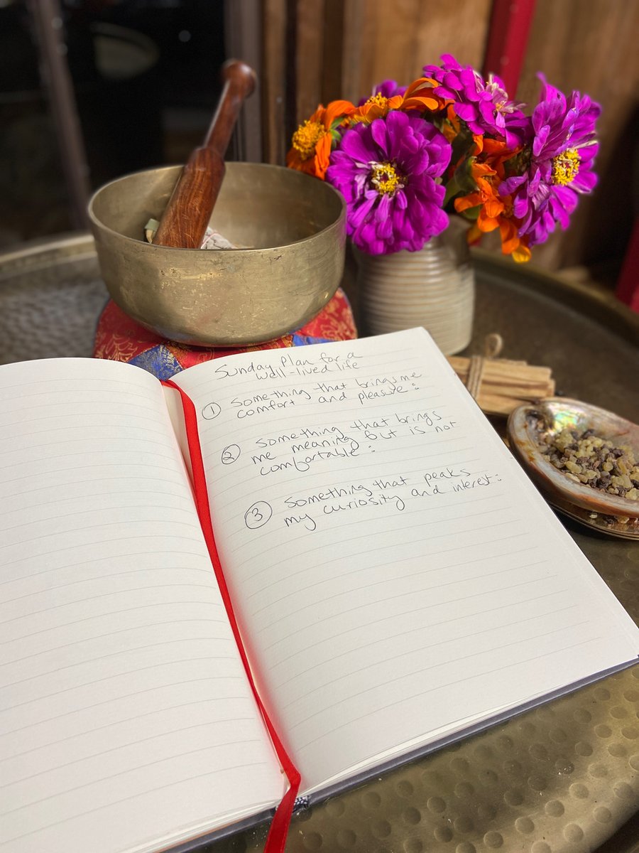 DrDianaHill's tweet photo. A to-do list to build a well-lived week: something that brings me comfort and pleasure, something that is not meaningful but not comfortable, something that peaks my curiosity and interest. #sundayjournaling #drdianahill #psychologicalflexibility https://t.co/UpNAk5C5UY