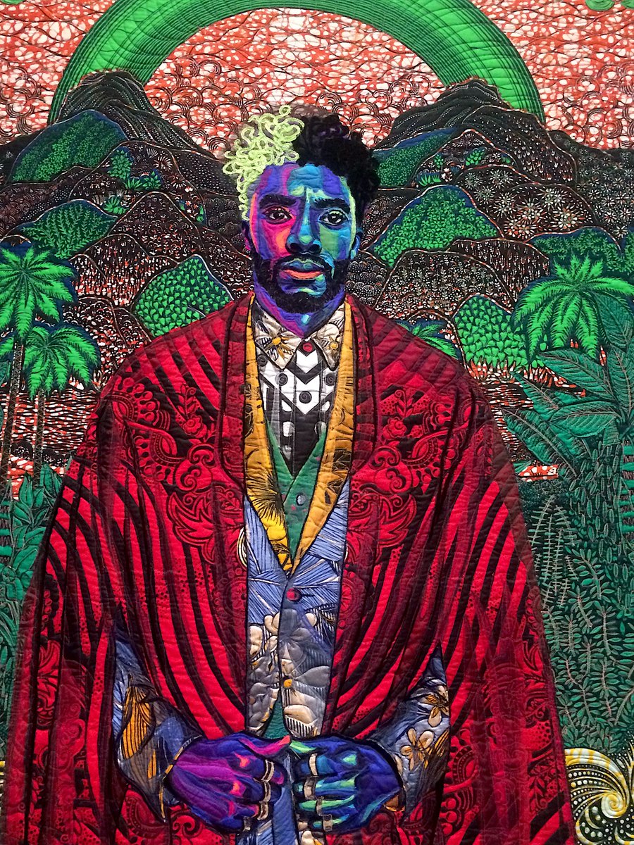 #ChadwickBoseman #BlackAmericanPortraits @LACMA @BisaButler 🖤🌈✨ Cotton, silk, wool & velvet. The detail & color is amazing. Impossible to capture in a photograph, but I tried...