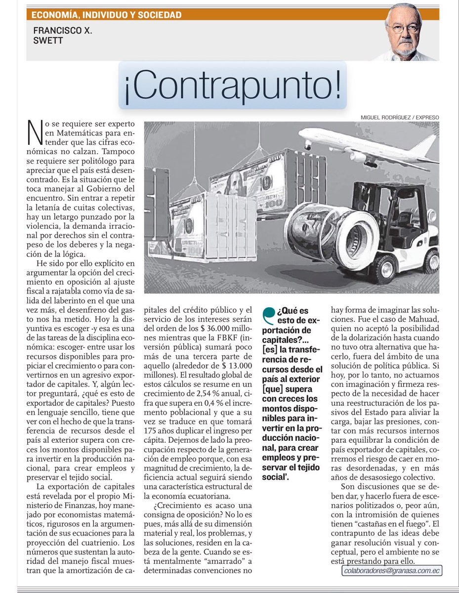 Los escenarios alternativos son: (1) privilegie la deuda pero no habrá crecimiento y generación de empleo por la exportación de $$; (2) reestructure la deuda y libere recursos para (a) reducir el tamaño del Estado y (b) tener recursos para incrementar la inversión pública social.