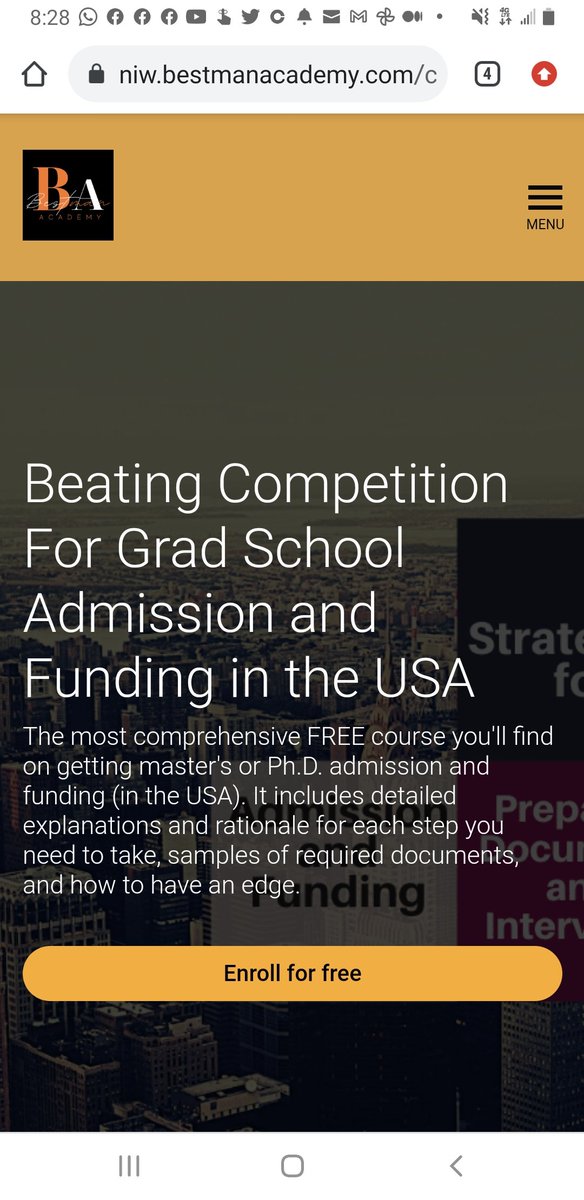bestman_academy's tweet photo. Here is a FREE course for grad school applicants. All information and documents for admission and funding curated in one space for you. #phdadvice #phdvoice #gradschool #AcademicChatter #AcademicTwitter https://t.co/srwzqKa2Gl