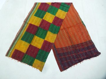 Silk Kantha Scarf Vintage Neck Wrap Stole Dupatta Hand Quilted Women Bandanas  KK21