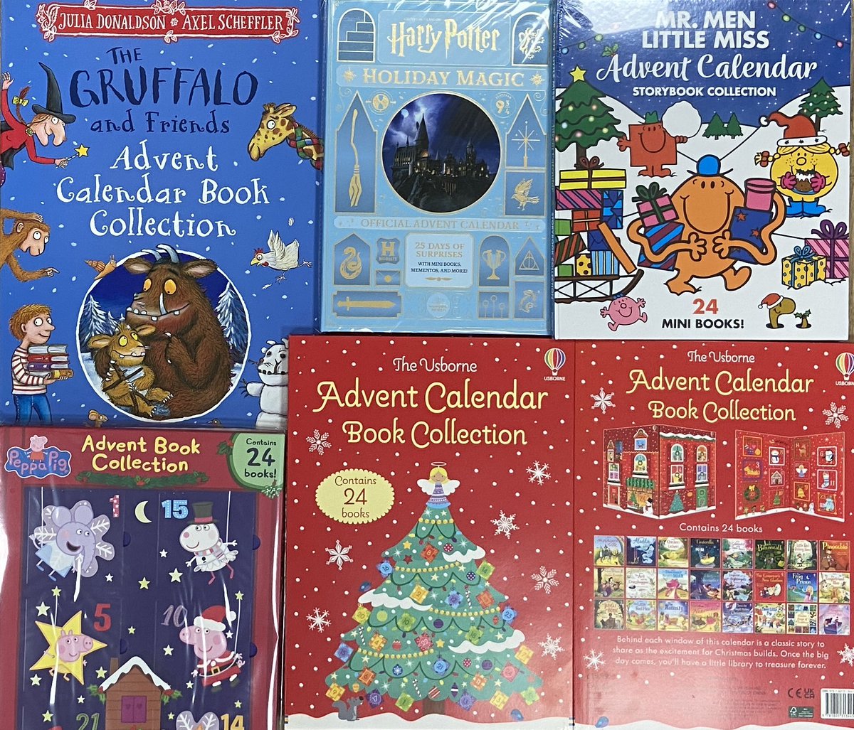 ivybridgebooks's tweet photo. The countdown to Christmas continues! For those on the lookout for an Advent calendar, we still have a few left - book-a-day Advent calendars from The Gruffalo, Mr Men and Little Miss, and Peppa Pig, the Usborne Fairytale Book Collection, and a Harry Potter calendar of mementoes! https://t.co/KPjY2c0jSv