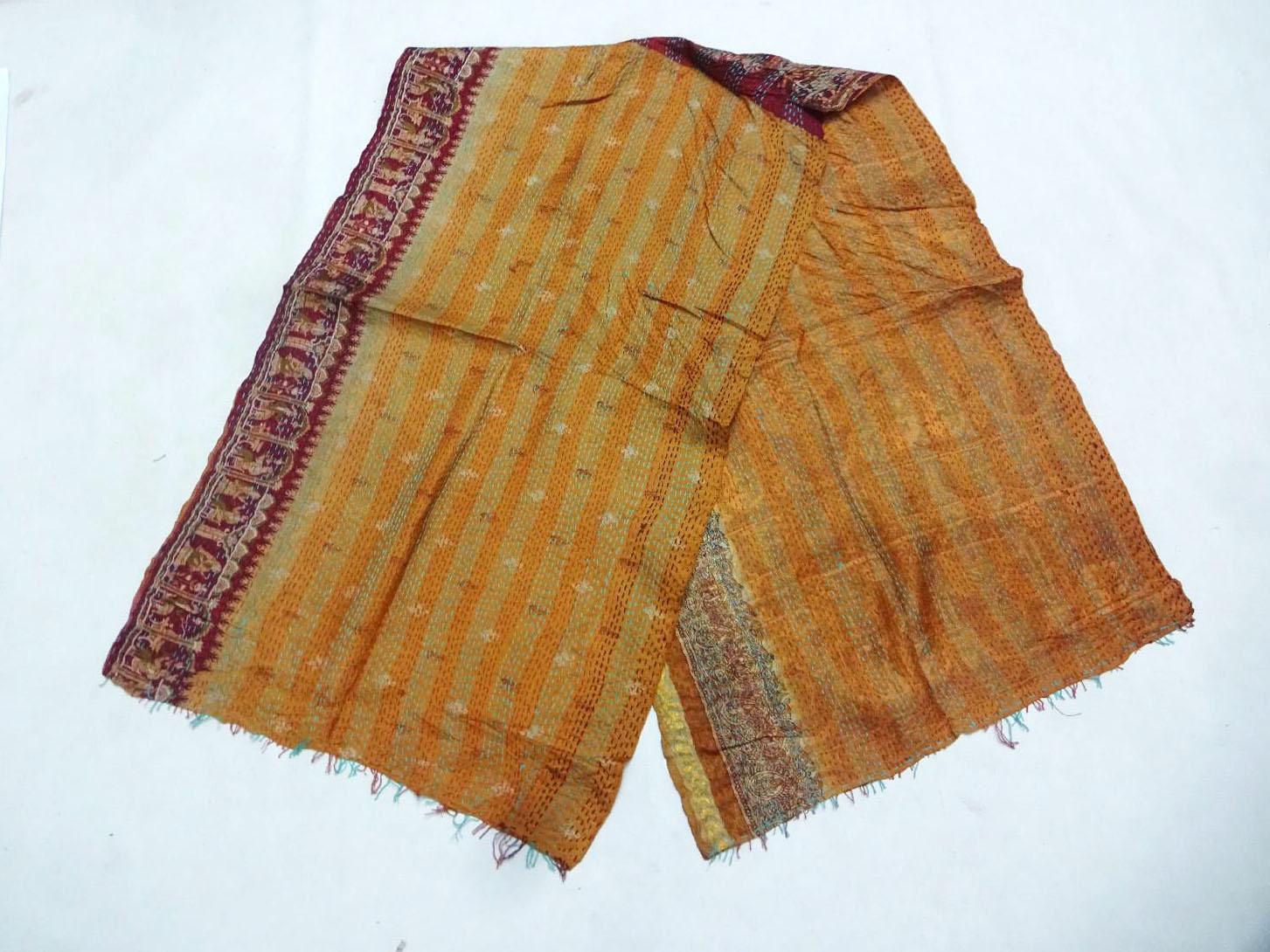 Silk Scarf Head Wrap Stole veil Kantha Embroidered Scarf Veil Boho Scarves KK45