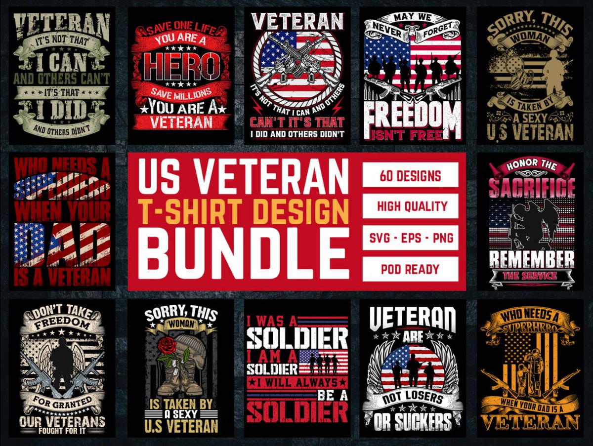 dtshirtdesign's tweet photo. Check out our US VETERAN t shirt Design Bundle!
https://t.co/5ItPCSIGfa

#veterans #military #veteran #army #navy #marines #airforce  #militarylife #veteransupport #tshirt #fashion #tshirtdesign #tshirts #style #clothing #moda #kaos #shirt #streetwear #design #hoodie #love https://t.co/kntc0l8BAo