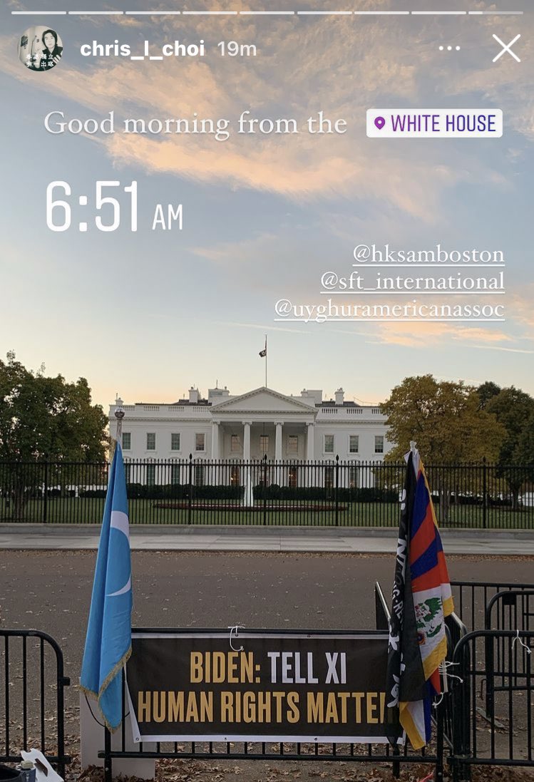 _joeysiu's tweet photo. Tibet, Uyghur and Hongkong activists are now 18hours into their 50+hour vigil in front of the White House, urging @POTUS to prioritize human rights issues in the up coming Biden-Xi summit.

Do drop by with hot drinks and food if you’re in DC and follow @SFTHQ for updates!✊🏼 https://t.co/nA3aWr8zmu