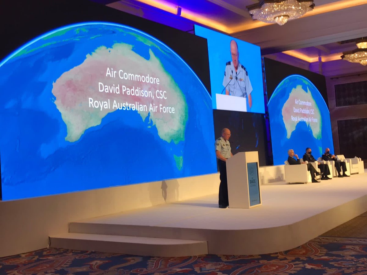 It was pleasure to present yesterday at the 10th Dubai International Air Chiefs' Conference #DIACC @SPPSae @DubaiAirshow #DubaiAirshow2021 #DAS21 on behalf of Chief of Air Force #RAAF Air Marshal Mel Hupfeld AO, DSC @CAF_Australia during the centenary year of @AusAirForce