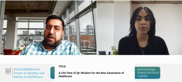 g_alinier's tweet photo. Such a great idea to invite a junior physician & medical student to interview senior leaders #MEF2021 #HamadQuality. Rich discussion about #PatientSafety that encouraged everyone reflect on how we have dealt with #COVID19 & review #QualityImprovement tools & approaches. https://t.co/9HHbSs15kp