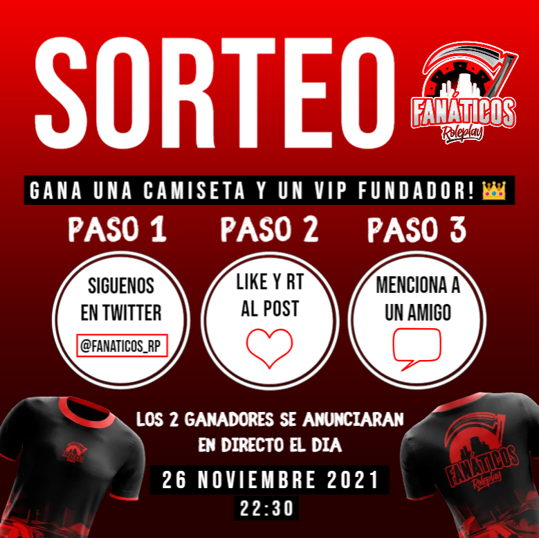 Fanaticos_RP's tweet photo. ¡SORTEO ESPECIAL 2k USUARIOS y 6 MESES EN FANÁTICOS!

Para participar debéis cumplir los siguientes requisitos.

- Seguir a @Fanaticos_RP 
- Dar Like y RT a este post.
- Mencionar a un amigo contándonos el mejor rol que hayáis tenido en Fanáticos!

Muchísima suerte a todos! https://t.co/574TBonKhN